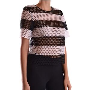 Michael Kors Hollowed Out Top EUC Black And White Large Eyelet Shirt Size Med